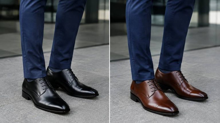 Black or brown shoes with navy pants: how to choose the right pair