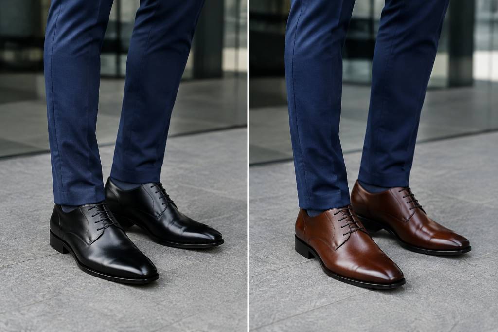 Black or brown shoes with navy pants: how to choose the right pair